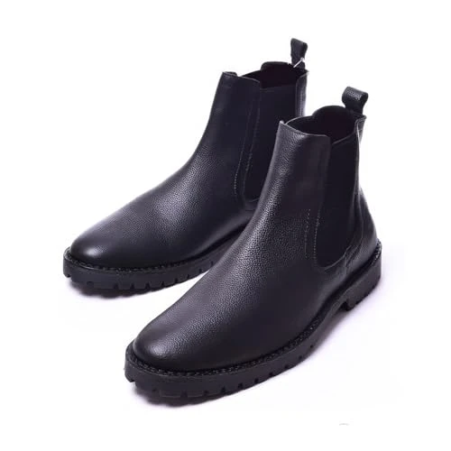 Mens Leather Chelsea Boot Boots Black 10 (45)