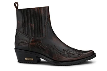 Mens Leather Cowboy Riding Ankle Boots Black Brown Cuban Dancing Biker Winklepickers Western 42
