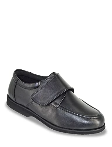 Men's | Leather Extra Wide Fit Touch Fasten Shoe | Black