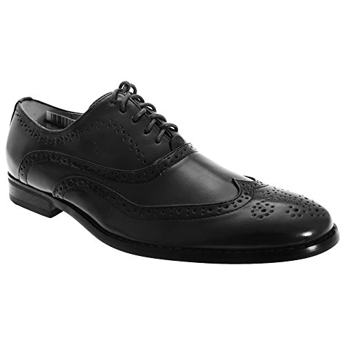 Mens Leather Lace Up Shoes, Black, 9 UK