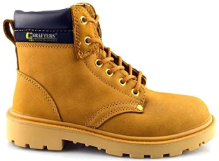Mens Leather Lightweight Activ –Step Safety Lace Up Work Ankle Boots Shoes Size - Honey - UK 8