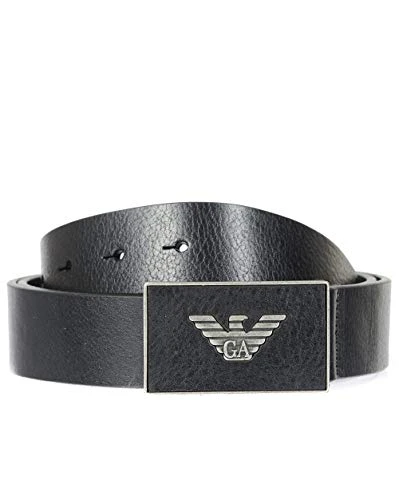 Mens Leather Logo Belt Black Large