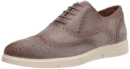 Men's Leather Luxury Eva Lightweight Technology Wingtip Sneaker Trainers, Light Grey Suede, 12.5 UK