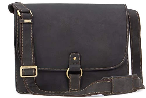 Men's Leather Messenger Shoulder Bag - Medium 12 13 inch Laptop Bag - Crossbody Work Bag for A4 Notebooks - 18797 GIANNI - Oil Brown