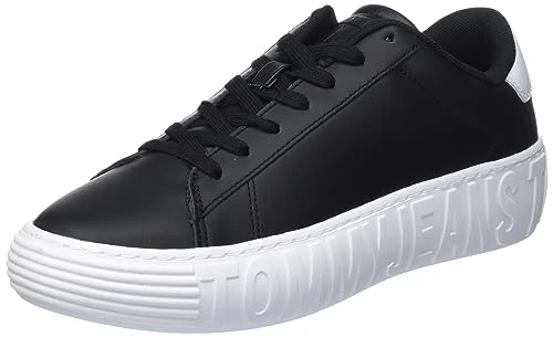 Men's Leather Outsole EM0EM01159 Cupsole Sneaker, Black (Black), 11 UK