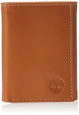 Men's Leather Trifold Wallet with Id Window Tri-Fold, Tan (Cloudy), One Size