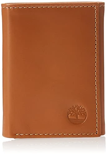 Men's Leather Trifold Wallet with Id Window Tri-Fold, Tan (Cloudy), One Size