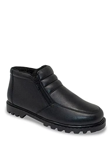 Men's | Leather Twin Zip Wide Fit Boot | Black