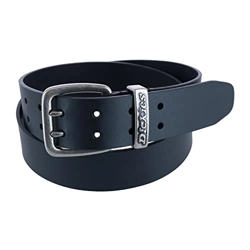 Men's Leather Two Prong Casual Belt, Large, Black