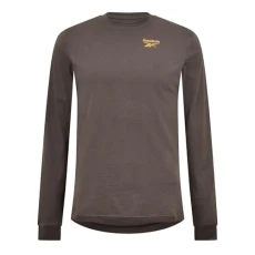 Mens Left Chest Long Sleeve T-Shirt Brown L