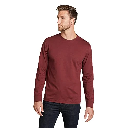 Men's Legend Wash Cotton Long-Sleeve Classic T-Shirt, Dusty Red, Medium