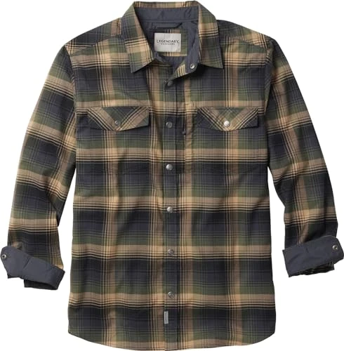 Men's Legendary Outdoors Everest Performance Flannel Long Sleeve Snap Down Shirt, Wilderness Plaid, S