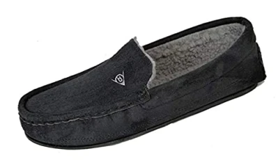 Mens Lewis' Moccasin Slippers. (12 UK/46 EU), Black