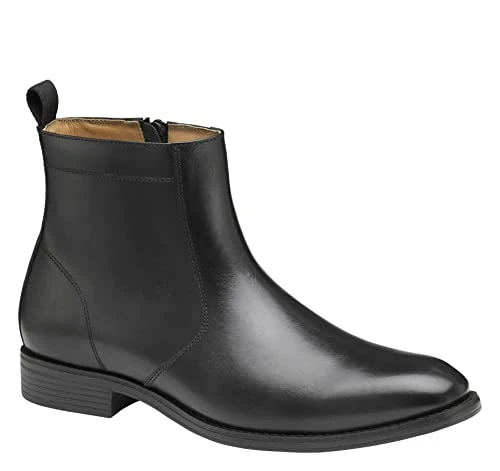 Men’s Lewis Zip Boots | Dress Boots for Men | Full Grain Leather Shoes | Rubber Sole | Cushioned Footbed | Nappa Leather & Textile Lining, Black Full Grain, 11.5