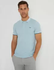 Men's Light Blue Tipping Collar Pique Polo Shirt