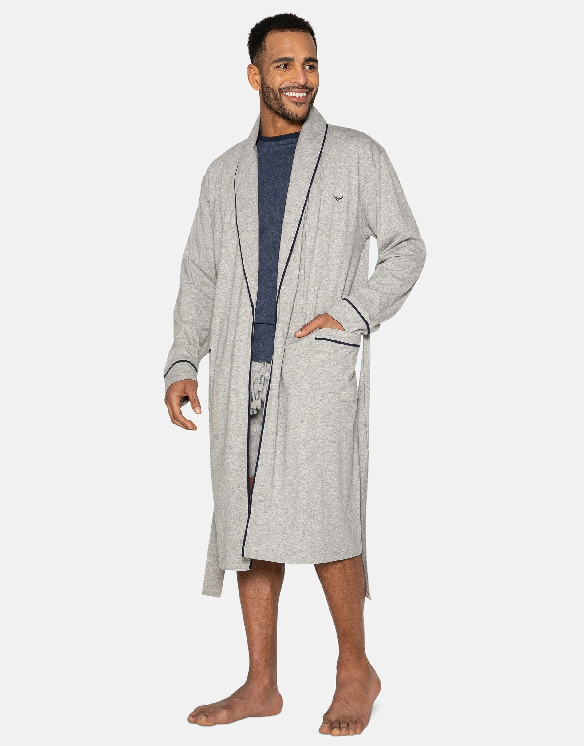 Men's Light Grey Lightweight Dressing Gown