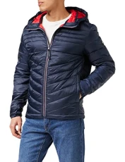 Mens Light Grey Puffer Jacket Quilted Padded Long Sleeve Jackets for Men, Size- S to 2XL (UK, Alpha, L, Regular, Regular, Navy Blazer/Detail:contrast Zip)