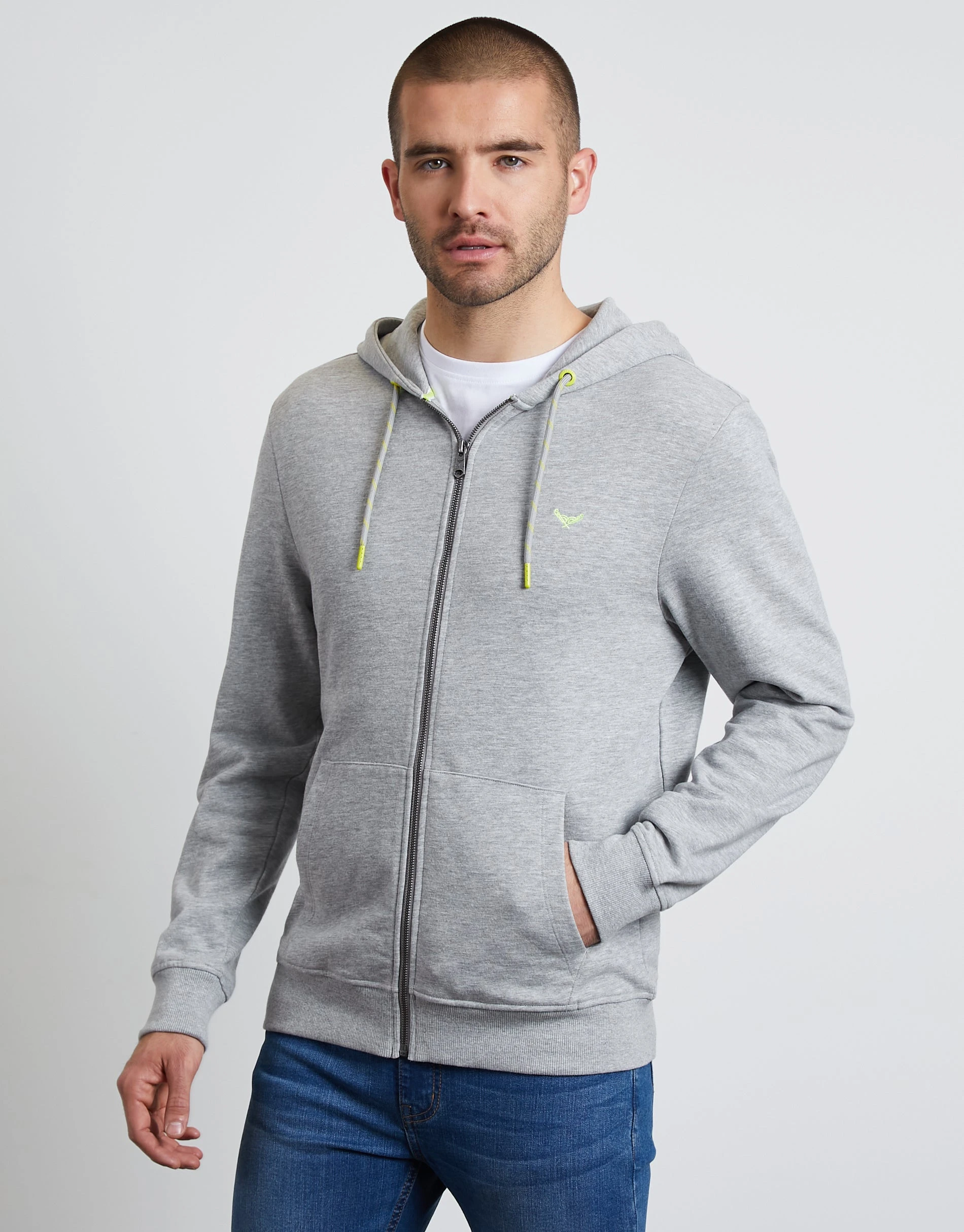 Men's Light Grey Zip-Through Hoodie