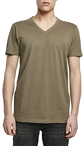 Men's Light T-Shirt V-Neck, Olive, L