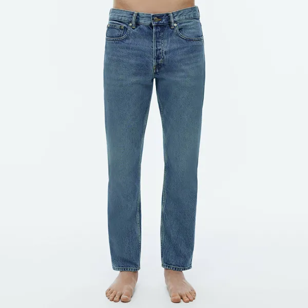 Mens Light Wash Blue Denim Jean