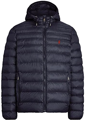 Men's Lightweight Bleeker Down Jacket, Aviator Navy (With Hoodie), Medium