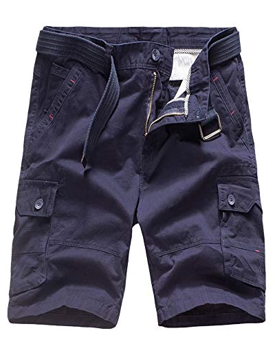 Mens Lightweight Cargo Shorts Multi-Pocket Half Trousers Plus Size Casual Capri Pants Sapphire Blue 