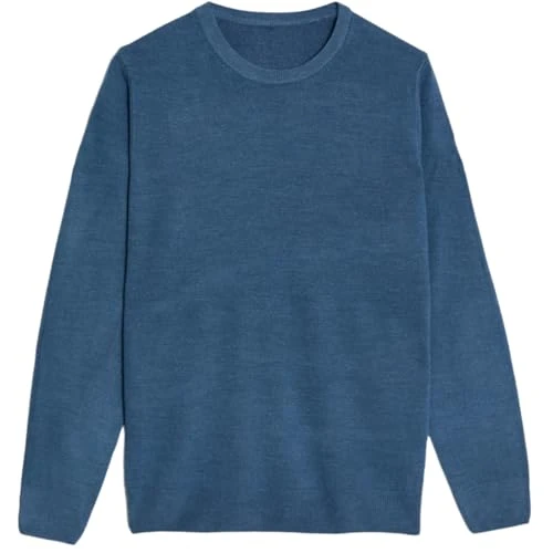 Mens Lightweight Cashmere-Like Crew Neck Sweater, 12 Gauge Knit Structure-Air Force-XL