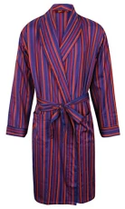 Men's Lightweight Cotton Dressing Gown, Blue, Red, Purple , Large (To Fit 43 Chest)