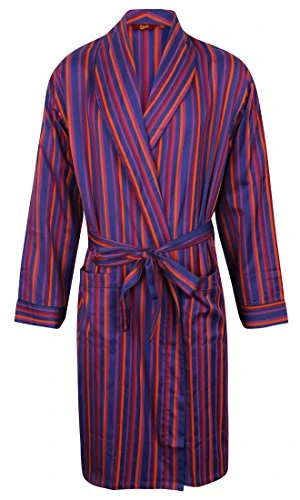 Men's Lightweight Cotton Dressing Gown, Blue, Red, Purple , Large (To Fit 43 Chest)