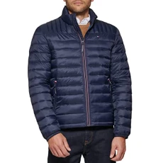 Men's Lightweight Down Alternative Packable Puffer Jacket Coat, Midnight, S