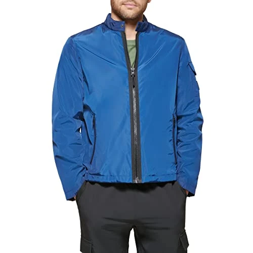 Men's Lightweight Fashion Bomber Jacket, Navy, Medium