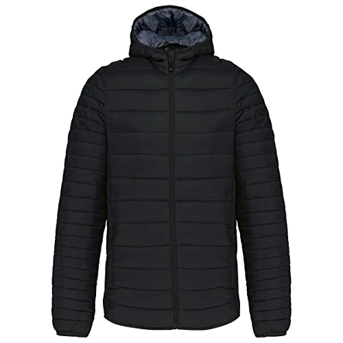 Mens Lightweight Hooded Down Jacket (L) (Black)