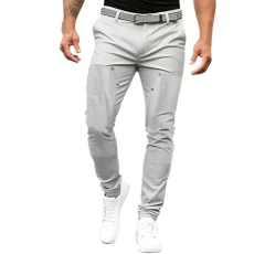 Men's Lightweight Jeans Trousers Mid Waist with Straight Leg Casual Trousers Long Outdoor Trousers Slim Comfortable Jeans Pockets Outdoor Leisure Trousers Classic Plain Slim Jeans Long, gray, L