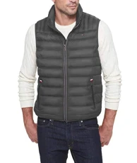 Men's Lightweight Padded Vest, Especially Large Feather, Dark Grey, 2X Men's Lightweight Padded Vest, Especially Large Feather, Dark Grey, 2X