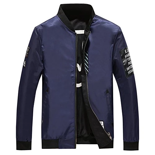 Mens Lightweight Sportswear Jacket Casual Bomber Jacket Blue M