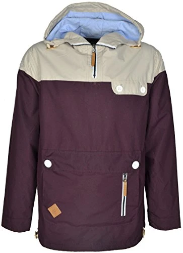 Men's Lightweight Two Tone Summer Hooded Long Sleeve Jacket (X-Large, Cream/Burgundy)