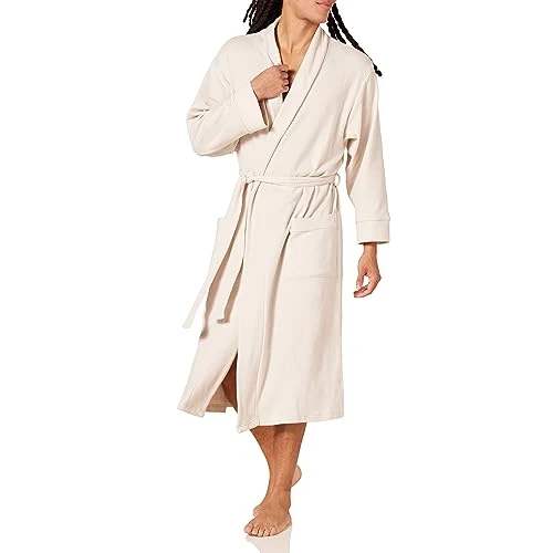 Men's Lightweight Waffle Robe (Available in Big & Tall), Beige, XS