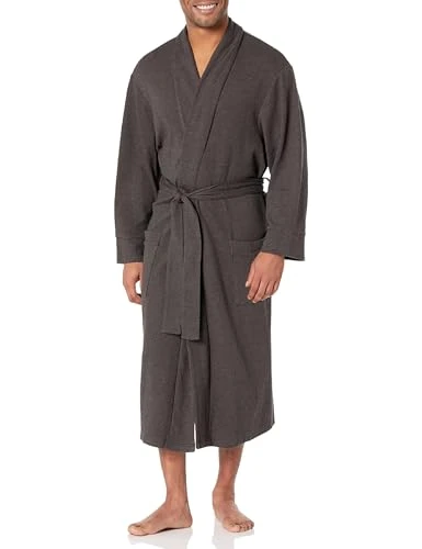 Men's Lightweight Waffle Robe (Available in Big & Tall), Charcoal Heather, M-L