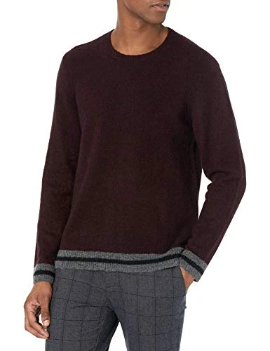 Men's LINDBLADE Wool Blend Crewneck Sweater Pullover, Black Plum, XL