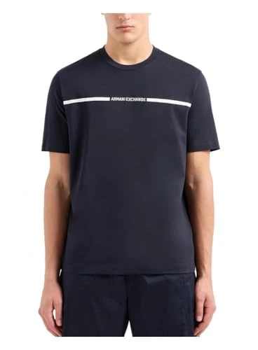 Men's Line Logo Branded Short Sleeve T-Shirt, Deep Navy, Medium