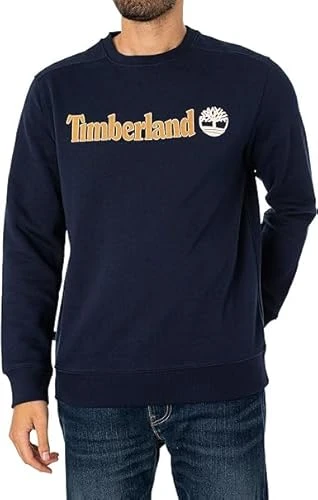 Men's Linear Logo Crew Neck Sweatshirt, Dark Sapphire, L