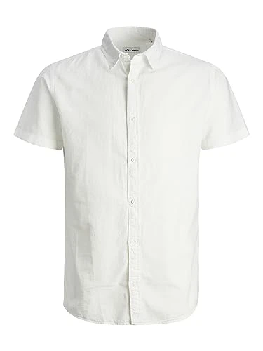 Mens Linen Blend Short Sleeve Shirt White M