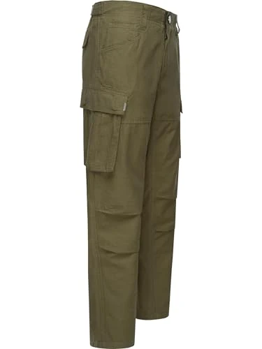 Men's Linen Trousers in Cargo Look Merly Long Linen YOUMODO 30-38, dark olive, W32