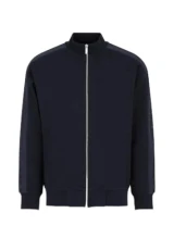 Men's Logo Tape Full Zip Cotton Poly Bomber Sweatshirt, Deep Navy, XL Men's Logo Tape Full Zip Cotton Poly Bomber Sweatshirt, Deep Navy, XL