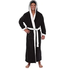 Mens Long Dressing Gowns Towelling Bathrobe with Hood Men's Winter Plush Robe with Black Trim Full Length Plush Long Robe for Men Big and Tall Warm Fleece Bathrobes House Robes Mens Long Dressing Gowns Towelling Bathrobe with Hood Men's Winter Plush Robe with Black Trim Full Length Plush Long Robe for Men Big and Tall Warm Fleece Bathrobes House Robes