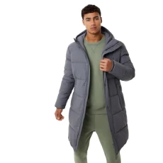 Mens Long Quilted Parka Jacket Shark Grey S Mens Long Quilted Parka Jacket Shark Grey S