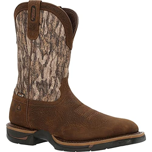 Men's Long Range 11" Waterproof Western Boot, Mossy Oak Bottom Land, UK