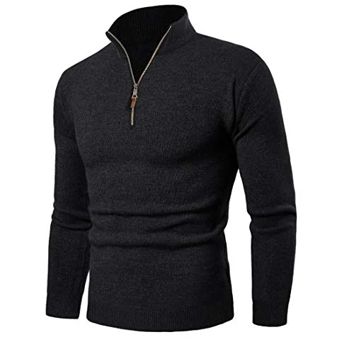 Men's Long Sleeve 1/4 Zip Turtleneck Sweaters Winter Warm Knitted Jumpers Homewear Tactical Work Swe