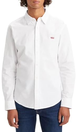 Men's Long-Sleeve Battery Housemark Slim Shirt, White, M