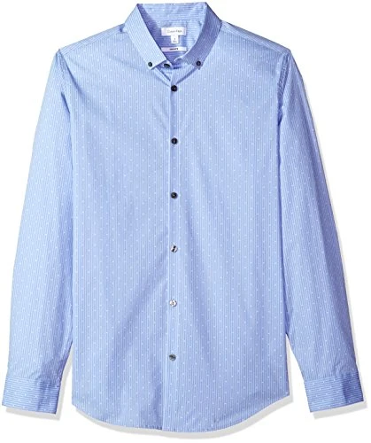 Men's Long Sleeve Button Down Shirt with 2-Way Stretch, Hail Solid, Large